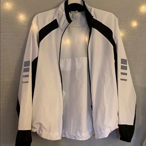 White and black windbreaker